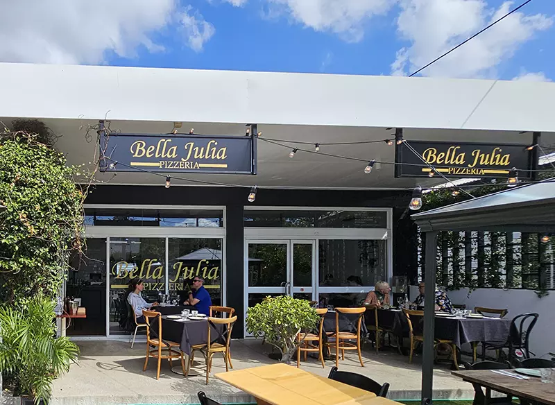 Bella Julia Pizzeria, which sells excellent organic sourdough pizza, in Brisbane's leafy suburb of Ashgrove